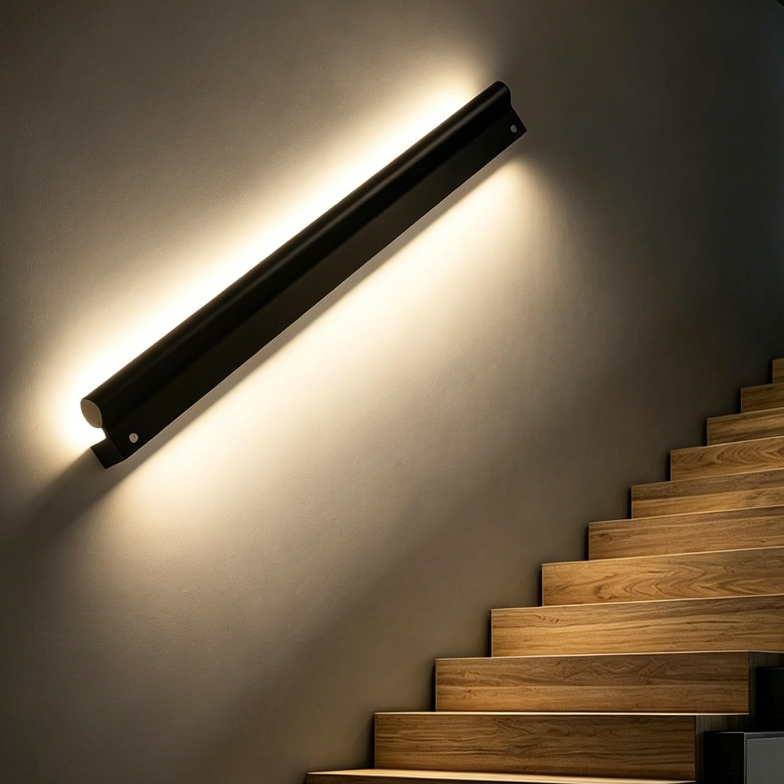 LED Lighting Stair Handrail for Safety & Ambiance, Illuminated Indoor Banister Handrail, DIY Cuttable Support Stair Railing with Motion Sensor(Natural Light,500cm/16.4ft)