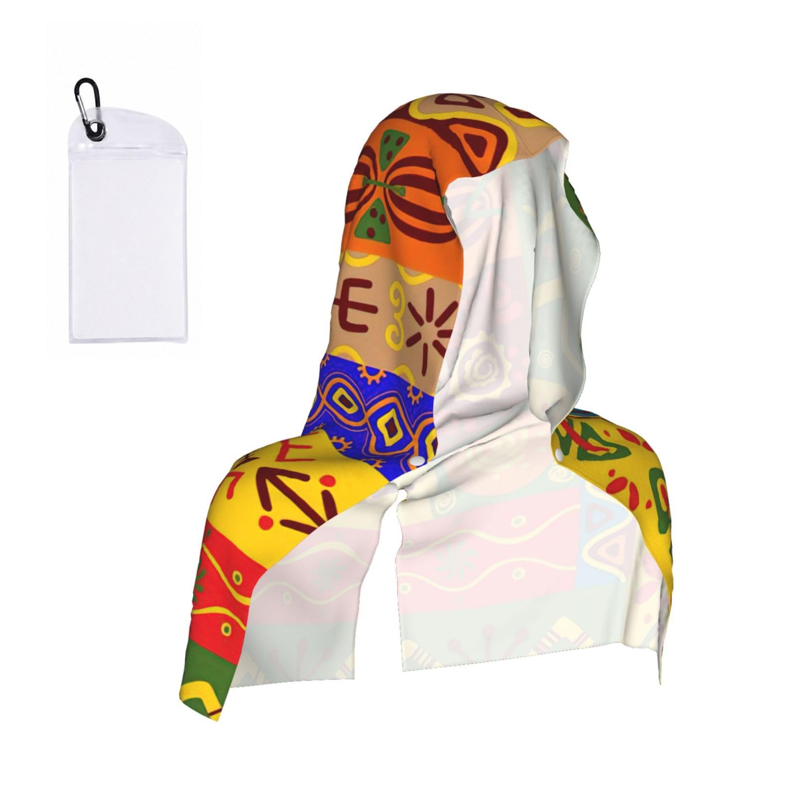 YQxwJL African National Patterns Print Unsex Cooling Hoodie Towel, Cools Instantly When Wet Sun Protection For Sports Fitness Gym