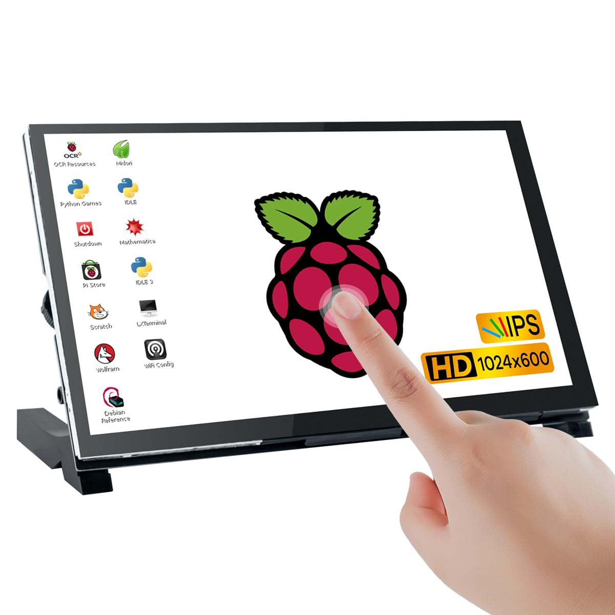 LAFVIN Schermo touch capacitivo IPS 7" HDMI LCD 1024 x 600 compatibile con Raspberry Pi 4 3 2 1 B B+ A+, PC, supporta Windows 10/8.1/8/7