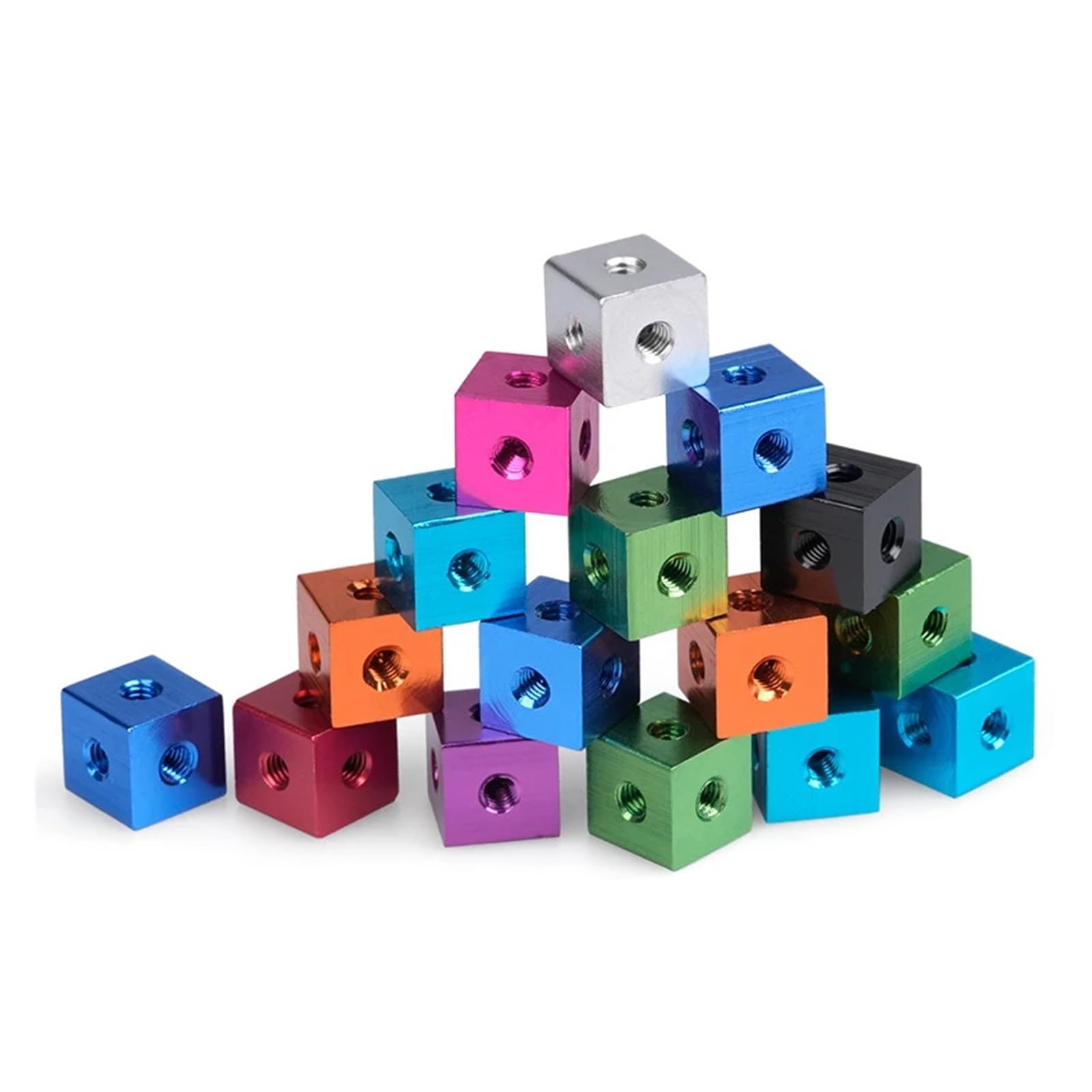 Bloque de tuercas con orificios for tornillos M3, M4, M5 y M6 de 6 lados, aleación de aluminio, conexión de bloqueo, soporte de tuerca cuadrada, placa de rosca de fijación, bloque de cubo(Silver,10pcs