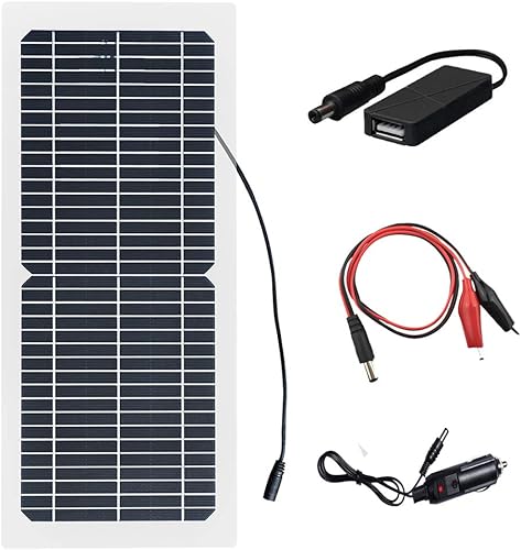 XINPUGUNAG Kit de panel solar de 18 V 10 W, cargador de batería semi-flexible de célula monocristalina DIY módulo conector DC 12 V 5 V USB