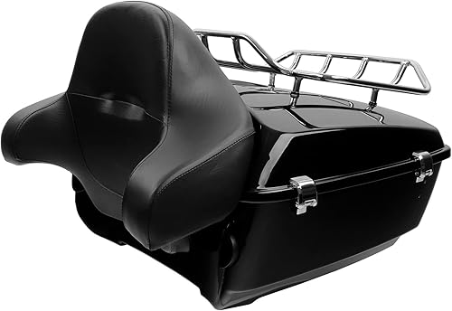 XFMT Portaequipajes superior King Tour Pack de 13.1 pulgadas + almohadilla de respaldo King Tour Pack - Road Zeppelin Styling para Harley Road King