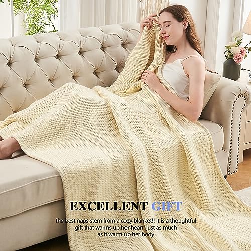 L'AGRATY Knitted Weighted Blanket - 50"x60", 10lbs Cooling Chunky Knit, Braided Crochet Throw with Thick Cable Yarn, Machine Washable
