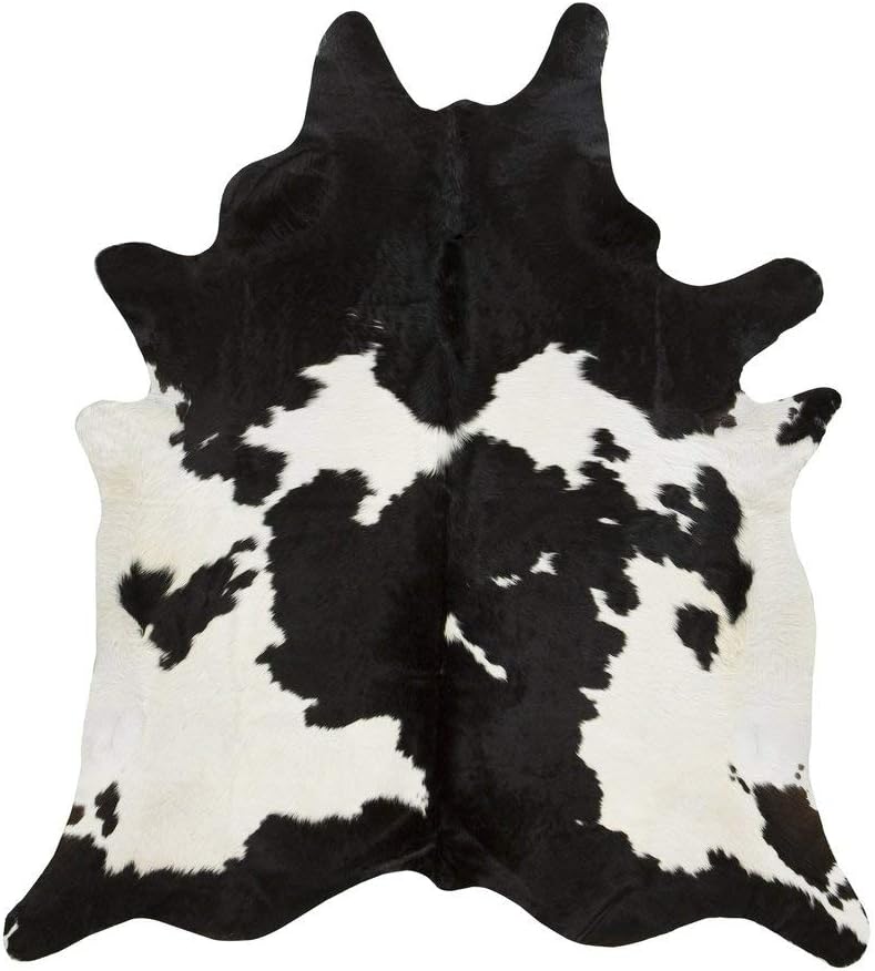 Just Cowhide Black and White Cowhide Rug Large Natural Cow Skin Cow Hide Leather Area Rug Hair On, Premium Black White Cow Hide Rugs (Black and White, 5 X 7)