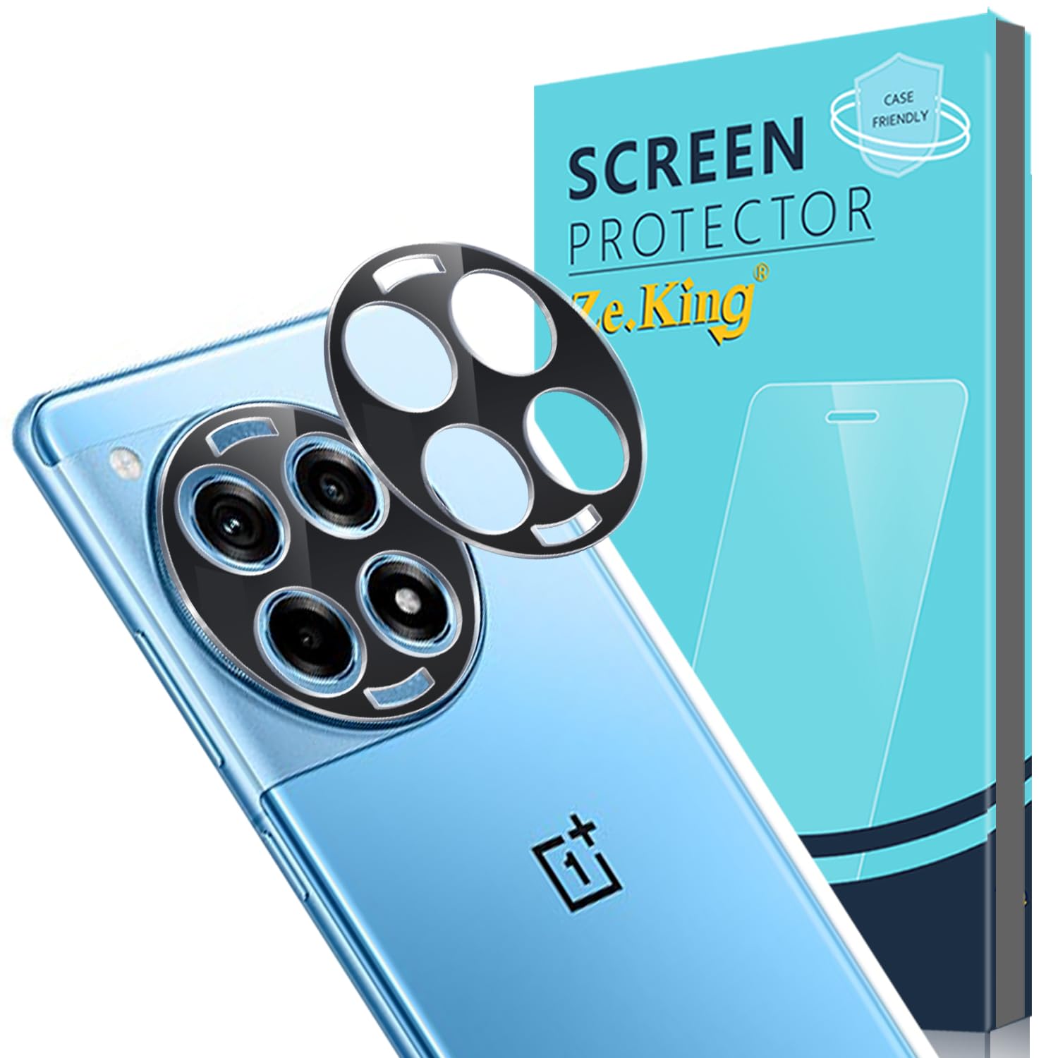 Zeking [2 Pack for OnePlus 12R 5G Camera Lens protector tempered glass Full Coverage,Case Friendly No-Bubble High Definition [Easy Installation]