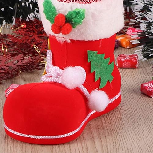 Miniatura 3 de TOYANDONA 2 botas de caramelo de Navidad con pompones, bolsa de regalo de Cnady para Navidad, adorno de árbol de Navidad, mini botas de Papá Noel