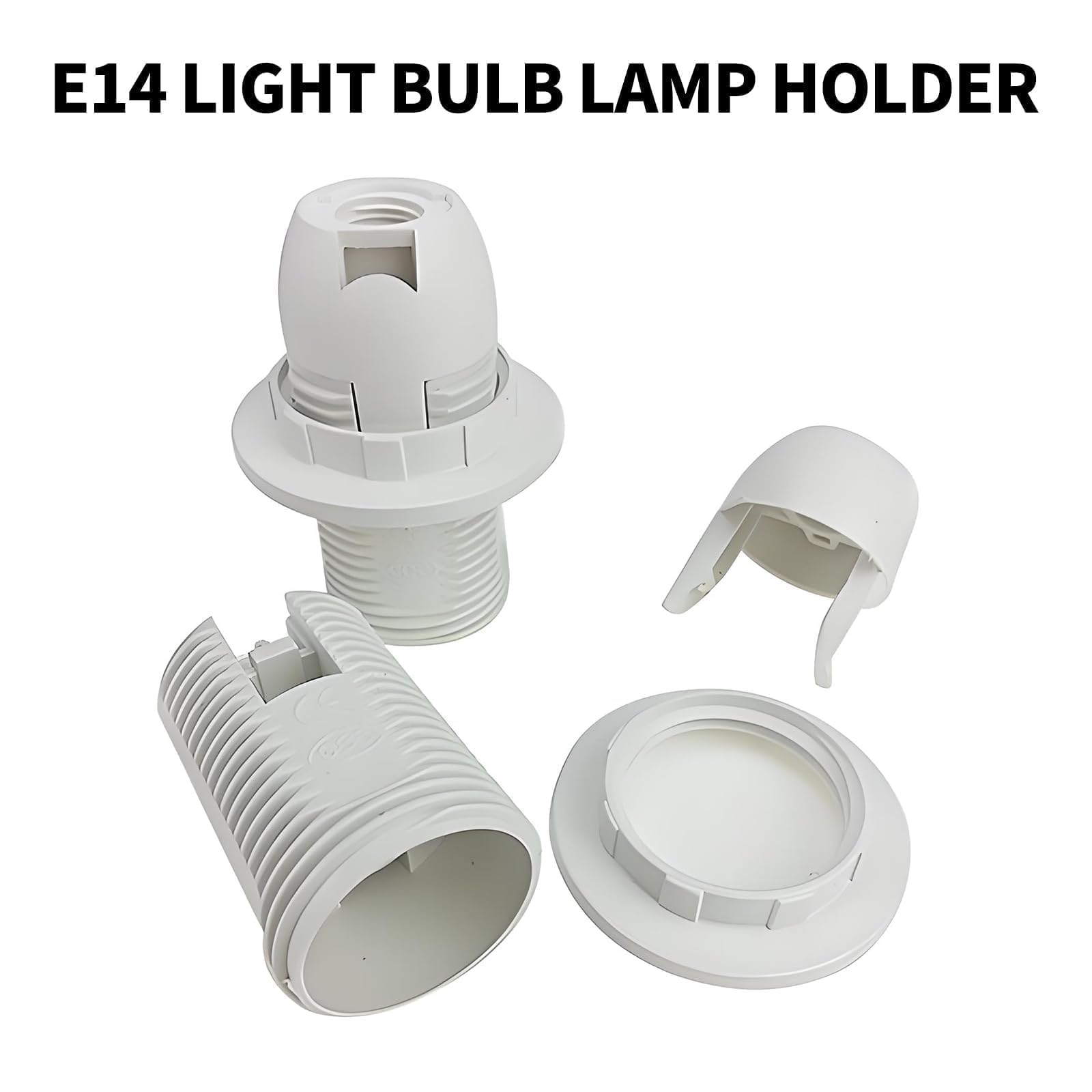 YUNYANZE 2 Pcs Electric Light Lamp Holder E14 Bulb Light Lamp Holder Socket Pendant Socket Lampshade Ring For Most Light Bulbs - View #2