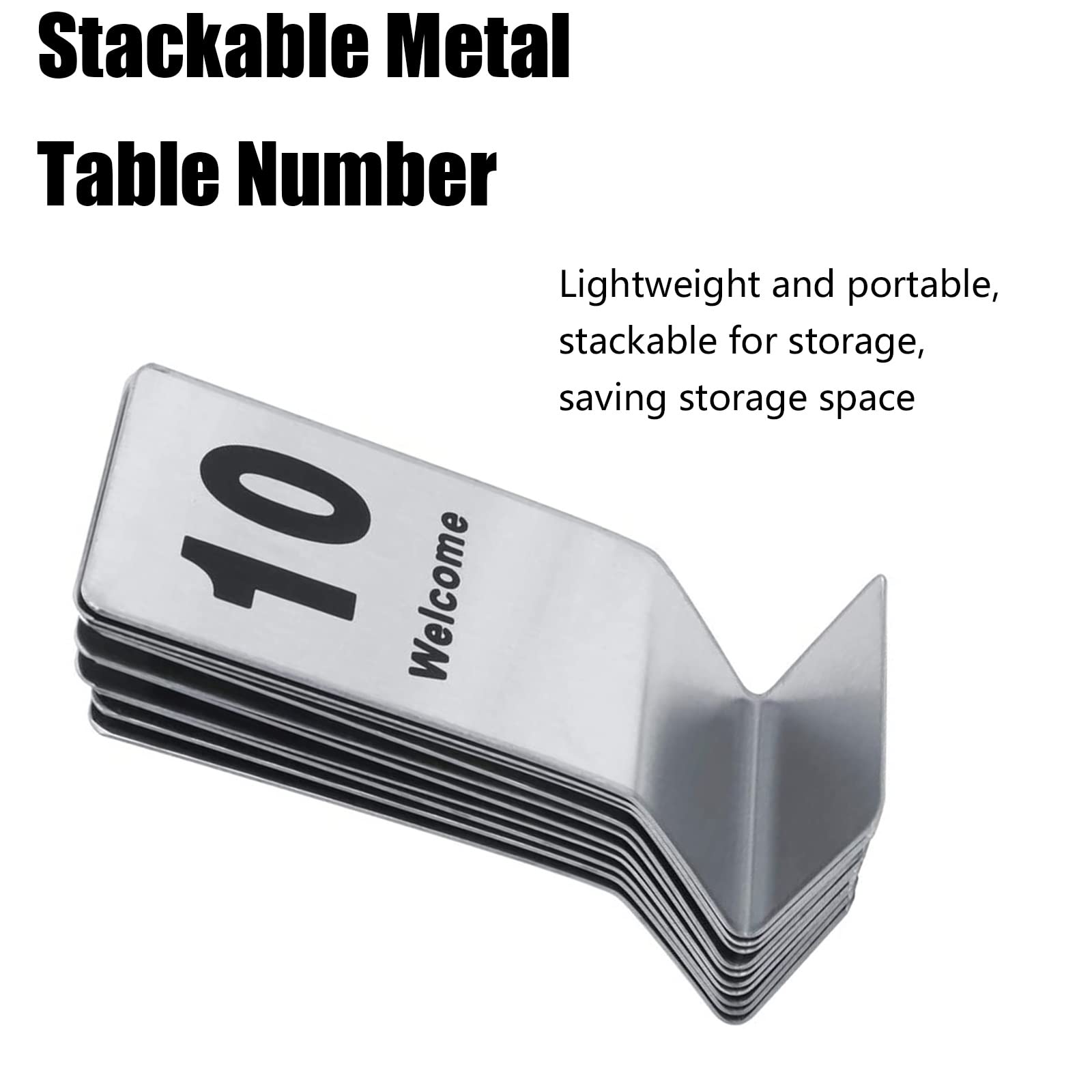 Tarjetas numéricas apilables de acero inoxidable 1 a 25 y a 50 for mesas, letreros digitales doble cara(1-50)