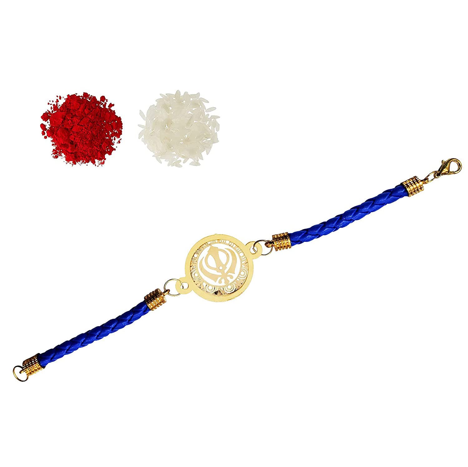 GFTBX Gold Plated Punjabi Khanda Designer Bracelet Rakhi for Brother for Raksha Bandhan with Roli Chawal - Rakshabandhan Rakhi for Brother from Sister (Gold Acrylic) For Boys (B099NRZJQ6) Amazon Price History, Amazon Price Tracker