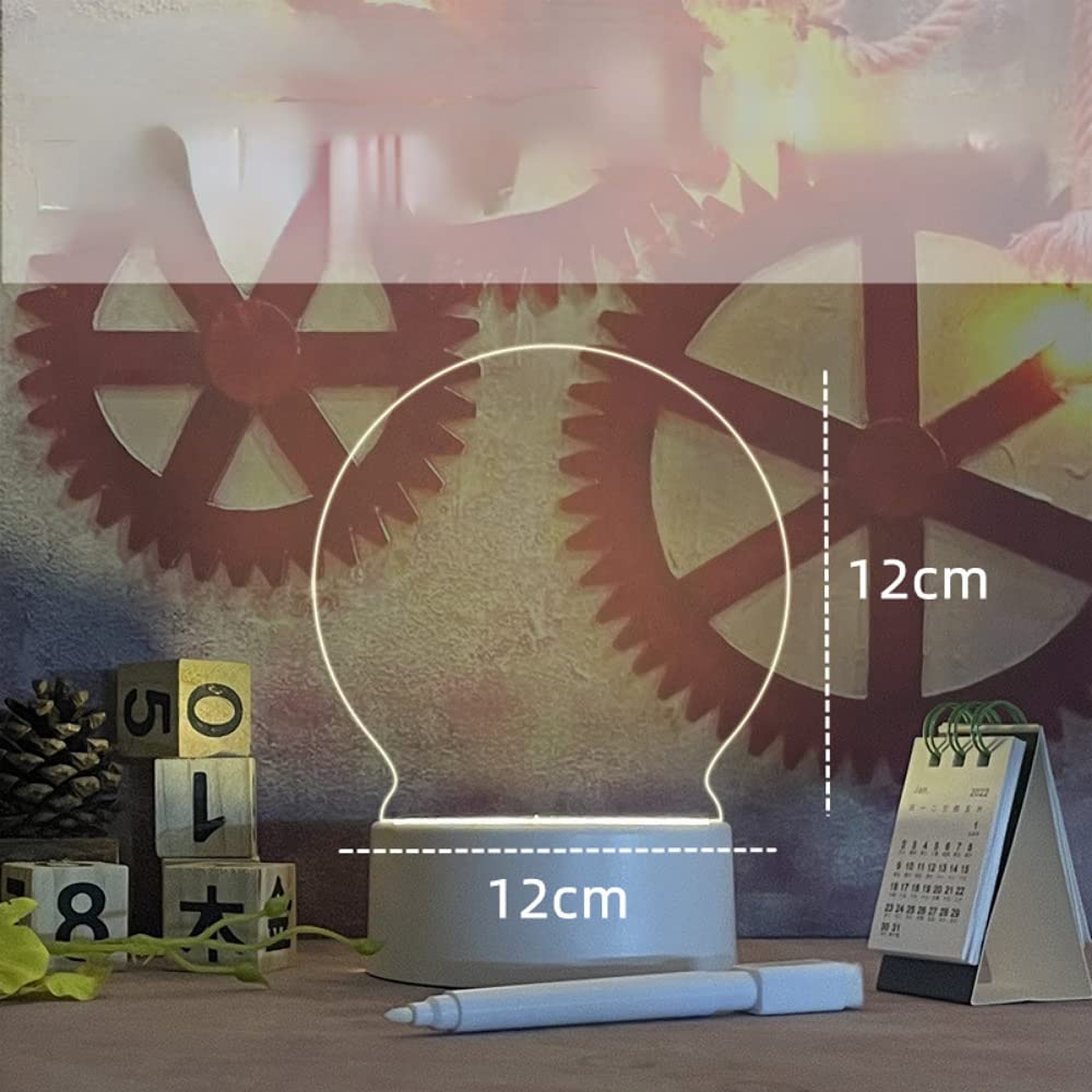 Creative Led Luminous Notepad Rewritable Message Board with LED Lights USB Power Night Light Whiteboard Children's Gifts Valentine's Day Creative Gifts (E)