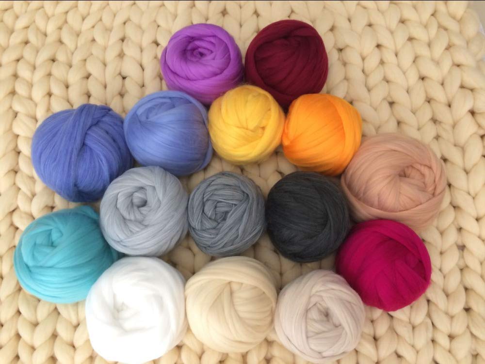 Dicke Wolle Zum Häkeln 1000g Super Chunky Garn Sperrkolumige Roving Garn Hand Arm Strick Wurf Decke Garn Home Wand Dekoratives Garn(Dark Grey)
