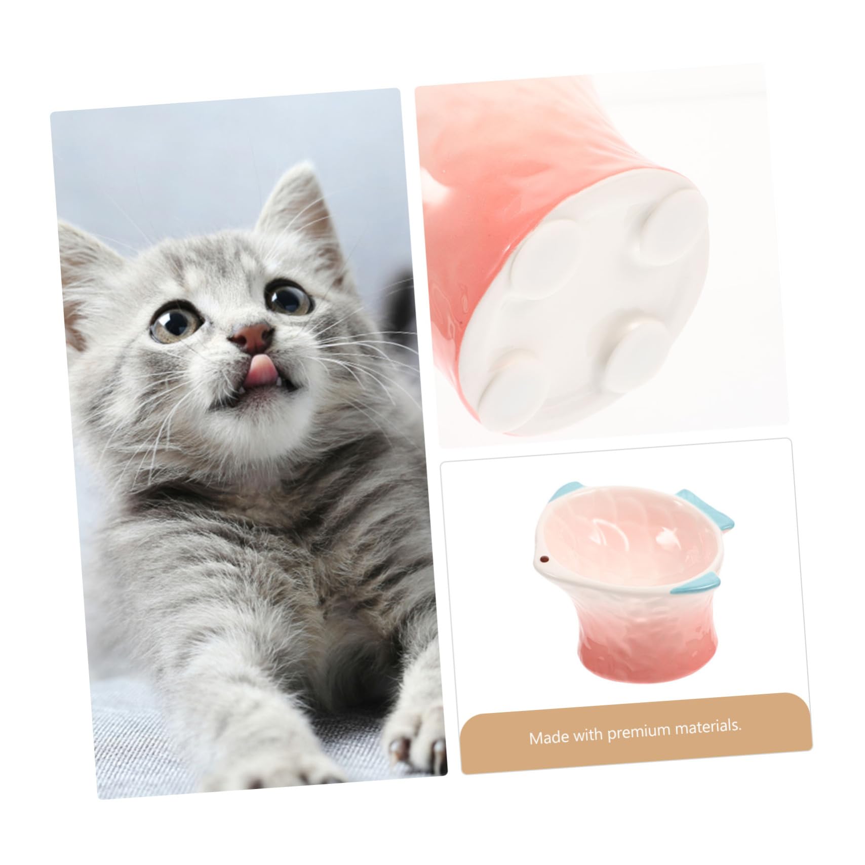 UPKOCH Ciotola per Gatti Rialzata in Materiale Ceramico Rosa Creativa per Cibo e Snack, Facile da Pulire per Gatti e Cani