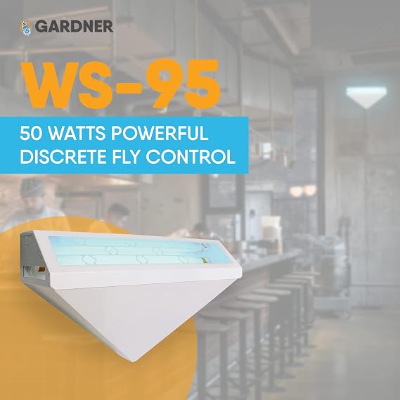 Gardner WS-95 Wall Sconce Fly Light Trap Lamp Powerful UV Light - Fly Traps for Indoor, Bug Catcher & Other Flying Insect Trapper Use in Kitchens, Restaurants, and Other WorkSpaces (White)