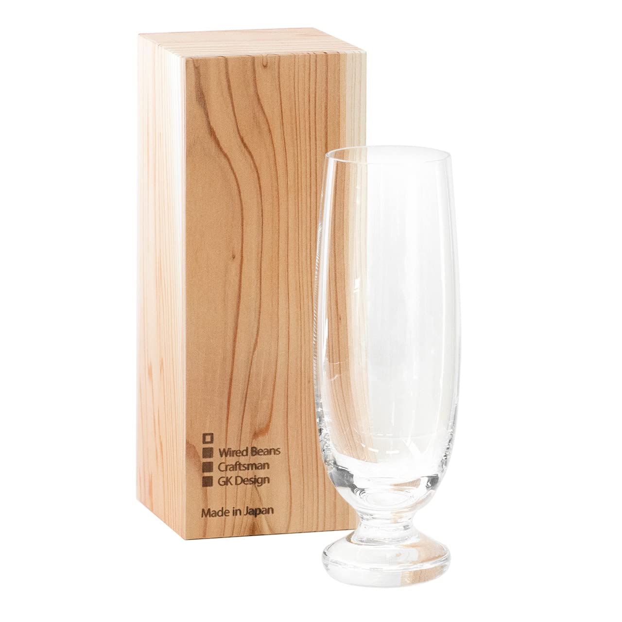 Wired Beans Wired Beans Lifelong Glass Beer le Series Beer Glass Beer Glass 16.5 fl oz (470 ml) in Japanese Cedar Box (le nove) Transparent (Clear)) : Home & Kitchen