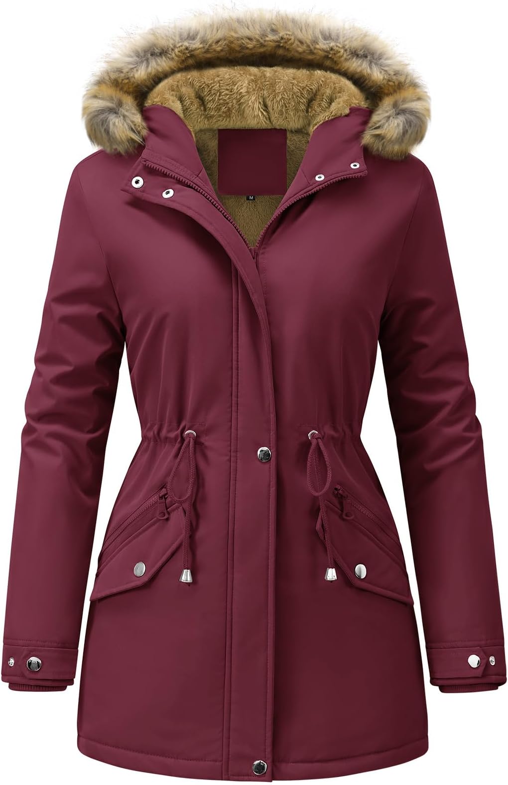 Women Winter Coat UK Fleece-Lined Jackets Ladies Long Winterproof Parka Warm Padded Coats Thermal Thickened Hooded Outwear Detachable Hood Overcoat