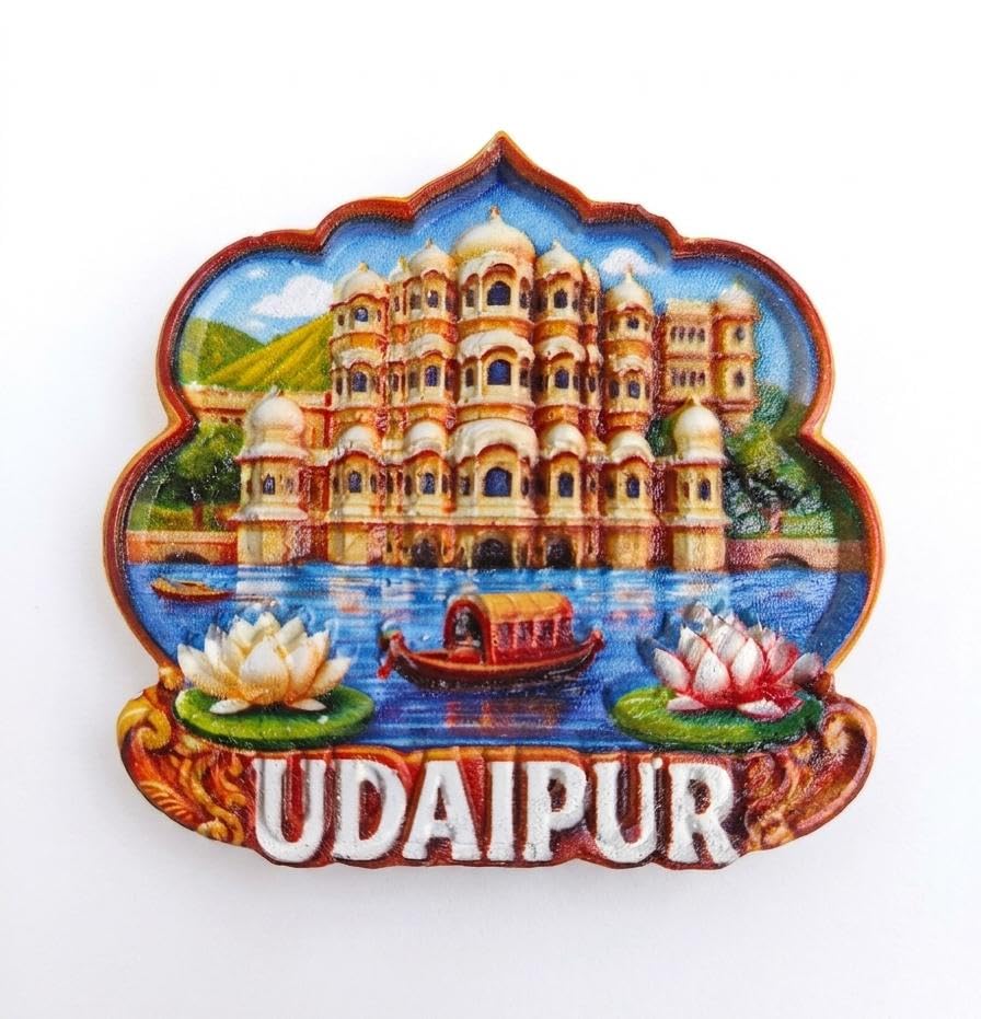 Udaipur Fridge Magnet, 3D Ceramic, City Palace Lake Design, Large Size, Decorative Souvenir 1 Piece-image-27