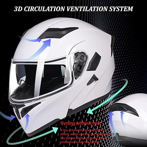 Miniatura 4 de Casco modular de motocicleta Bluetooth aprobado por DOT, casco de motocicleta abatible de cara completa para adultos, hombres y mujeres, protector