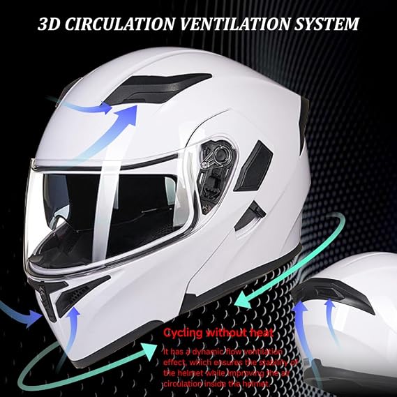 Bluetooth Motorcycle Helmets DOT Approved, Full Face Flip-Up Modular Helmet with Dual Visors, Noise Cancelling Dual Speakers for Adults
