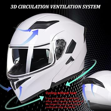 Bluetooth Motorcycle Helmets DOT Approved, Full Face Flip-Up Modular Helmet with Dual Visors, Noise Cancelling Dual Speakers for Adults