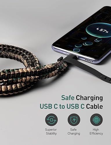 Miniatura 6 de Cables de datos USB C a USB C (60 W, 3.3 pies), nuevo cable de carga trenzado de nailon tipo C a C, cargador rápido compatible con Samsung Galaxy