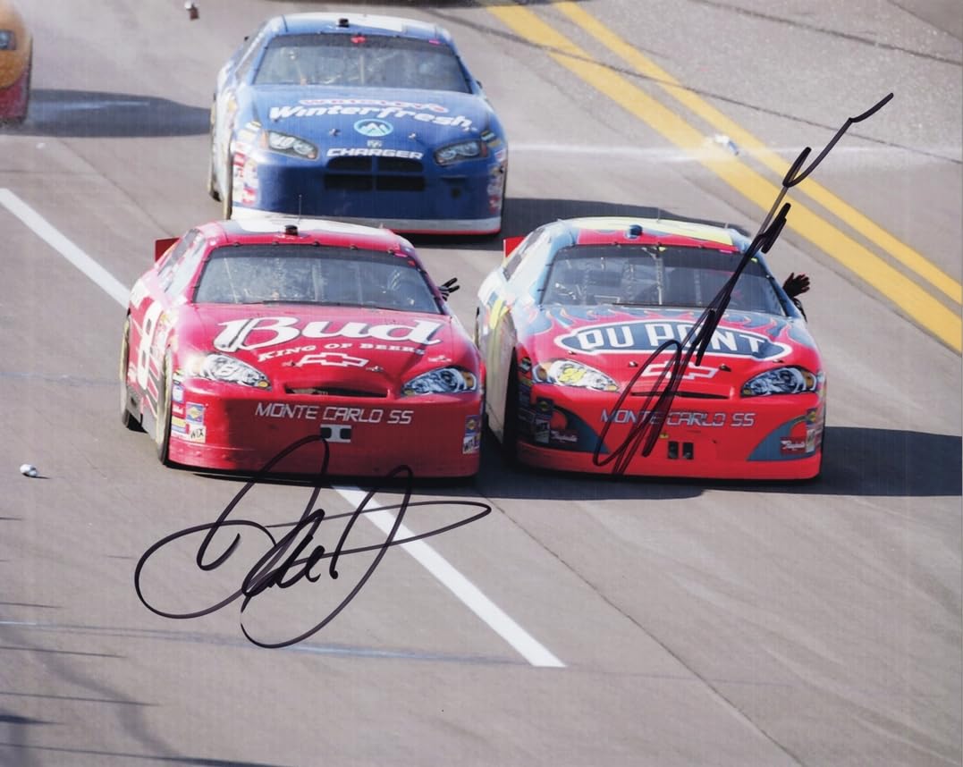 2X Autographed Jeff Gordon & Dale Earnhardt Jr. 2004 TALLADEGA VICTORY (Raining Beer Cans) Dual Signed 8X10 Inch Picture NASCAR Glossy Photo with COA