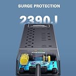 Barres de puissance avec protecteur de surpression 12 Des sorties, 6Ft Power Bar Extension Cord Power Strip avec 2 USB Ports, 2390 Joules, ETL Inscrit, Noir