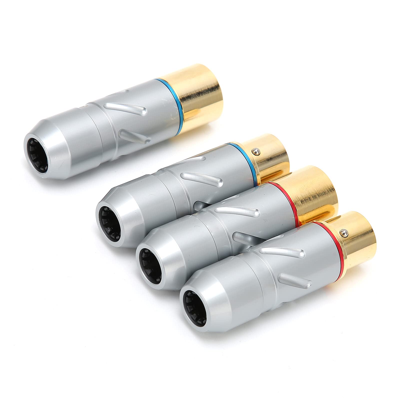 Zunate 3-adriges XLR-Mikrofon-Audiokabelstecker Reines Kupfer 24K Vergoldet Mikrofonkabelstecker, Zwei Stecker + Zwei Buchse