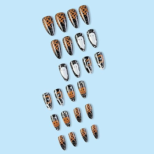 Miniatura 228 de Uñas postizas a presión de Halloween, cuadradas, medianas, francesas, color negro, degradado, cobertura completa, calavera, corazón rosa, con Uñas