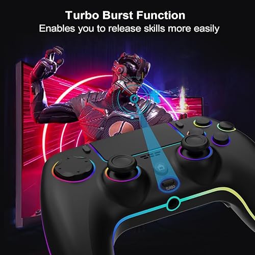 Miniatura 4 de SZDILONG Wireless Controller with 7 Colors RGB Light for P-S5 Pro/Slim,MAC,iOS,Steam,PC Windows/Android 10 and Above,Support Negro,Rojo Negro,Blanco