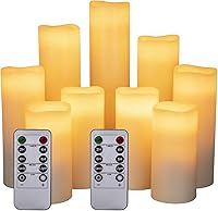 Vista 4 de Velas LED sin llama que funcionan con batería, mecha 3D, control remoto de 10 teclas, temporizador de 24 horas, juego de 9 velas eléctricas