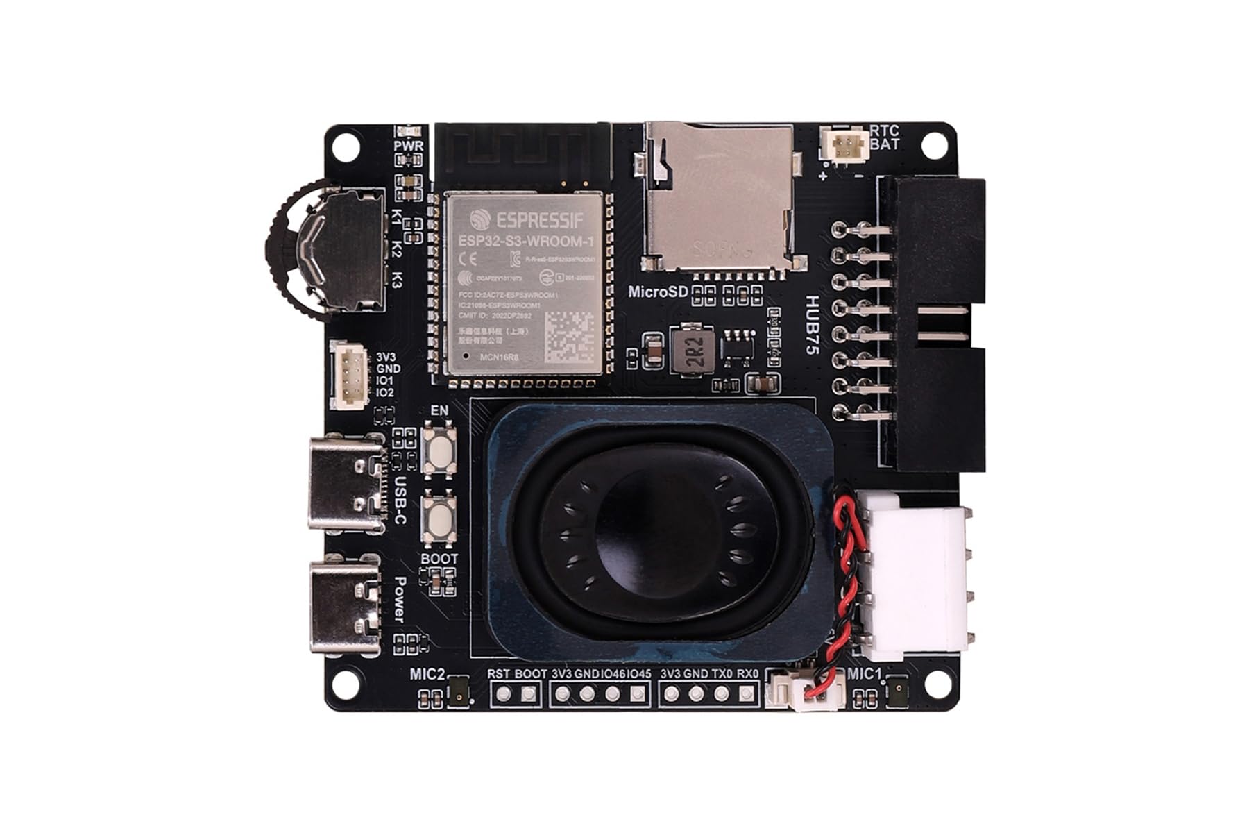 HUB75 płyta kontrolera matrycy RGB z microSD, audio i RTC | Programowalny kontroler matrycowy LED z dwoma portami HUB75, zasilaniem typu C, wejście/wyjściem audio