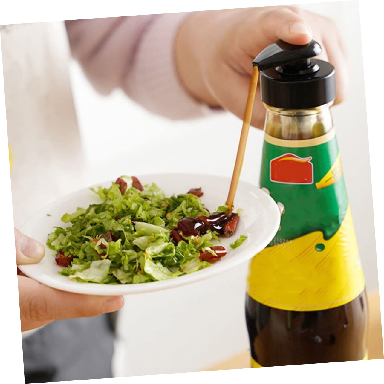 IWOWHERO 12 Sets Oyster Sauce Pump Nozzle Ergonomic Squeeze Bottles for Ketchup and Condiments Easy Installation Design Fits Standard Bottles Black