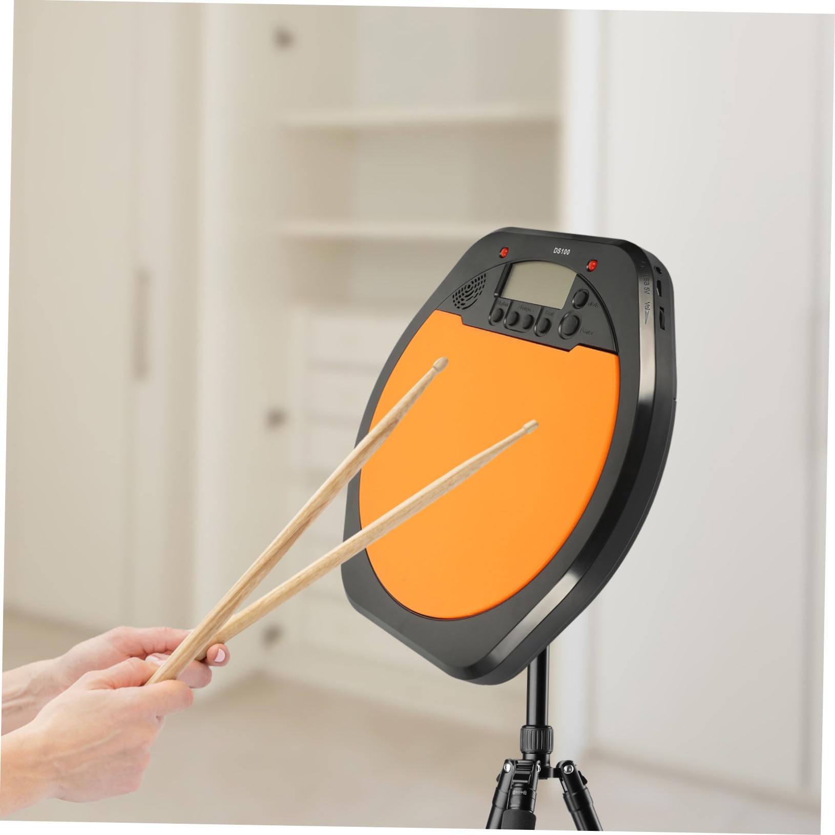 CLISPEED Pad de Batería Digital para Principiantes Pantalla Lcd, Metrónomo Incorporado y Superficie de Alta Elasticidad para Práctica Musical y Entrenamiento de Bateristas Electrónicos