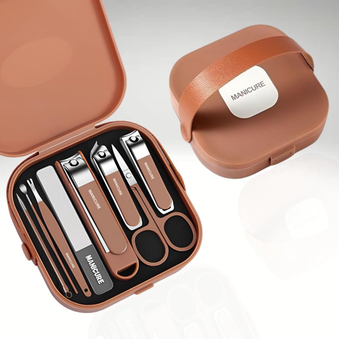 8 in 1 Manicure Kit with Nail Clippers & Grooming Tools - Stainless Steel Nail Care Set for Men & Women, Travel-Friendly Personal Care Kit