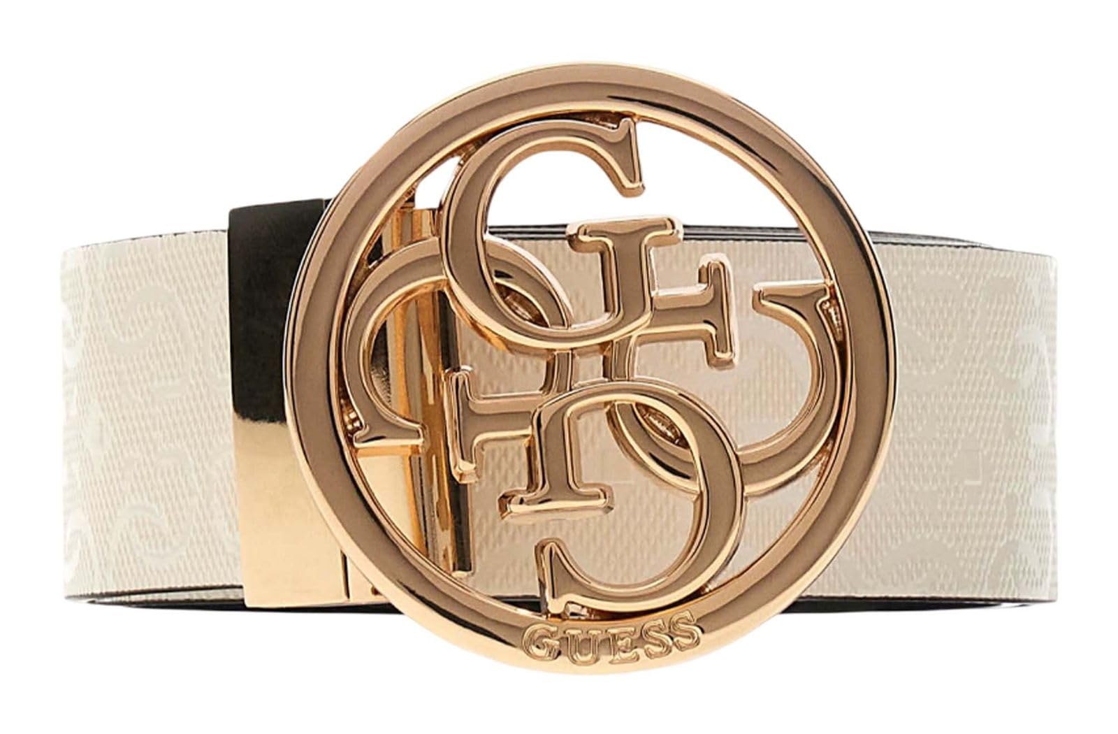 GUESS ceinture Stacey Adjustable & Reversible Belt H35 W85 Black/Cream White noir écru raccourcissable réversible