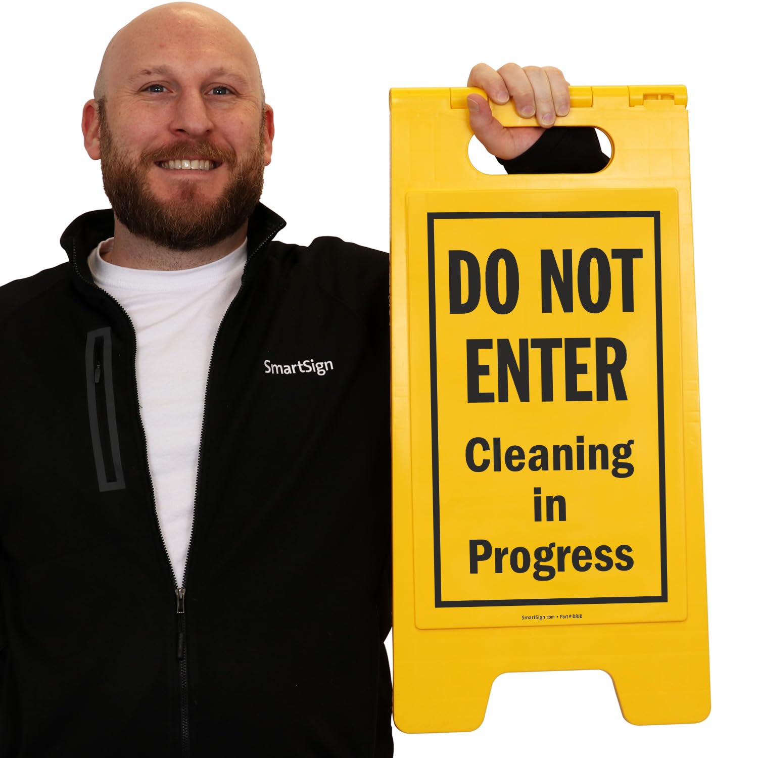 SmartSign Señal de suelo plegable de 2 caras con texto en inglés "Do Not Enter - Cleaning In Progress" (25 x 12 pulgadas), plástico de polipropileno impreso digitalmente, negro y amarillo