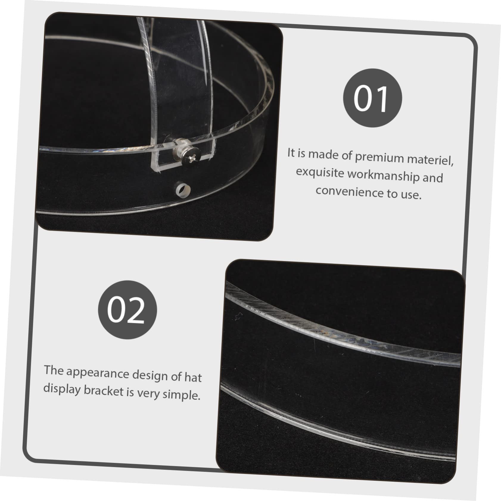 PRETYZOOM Caps Hat Display Stand Acrylic Hat Holder for Display Rack Shop Store Home