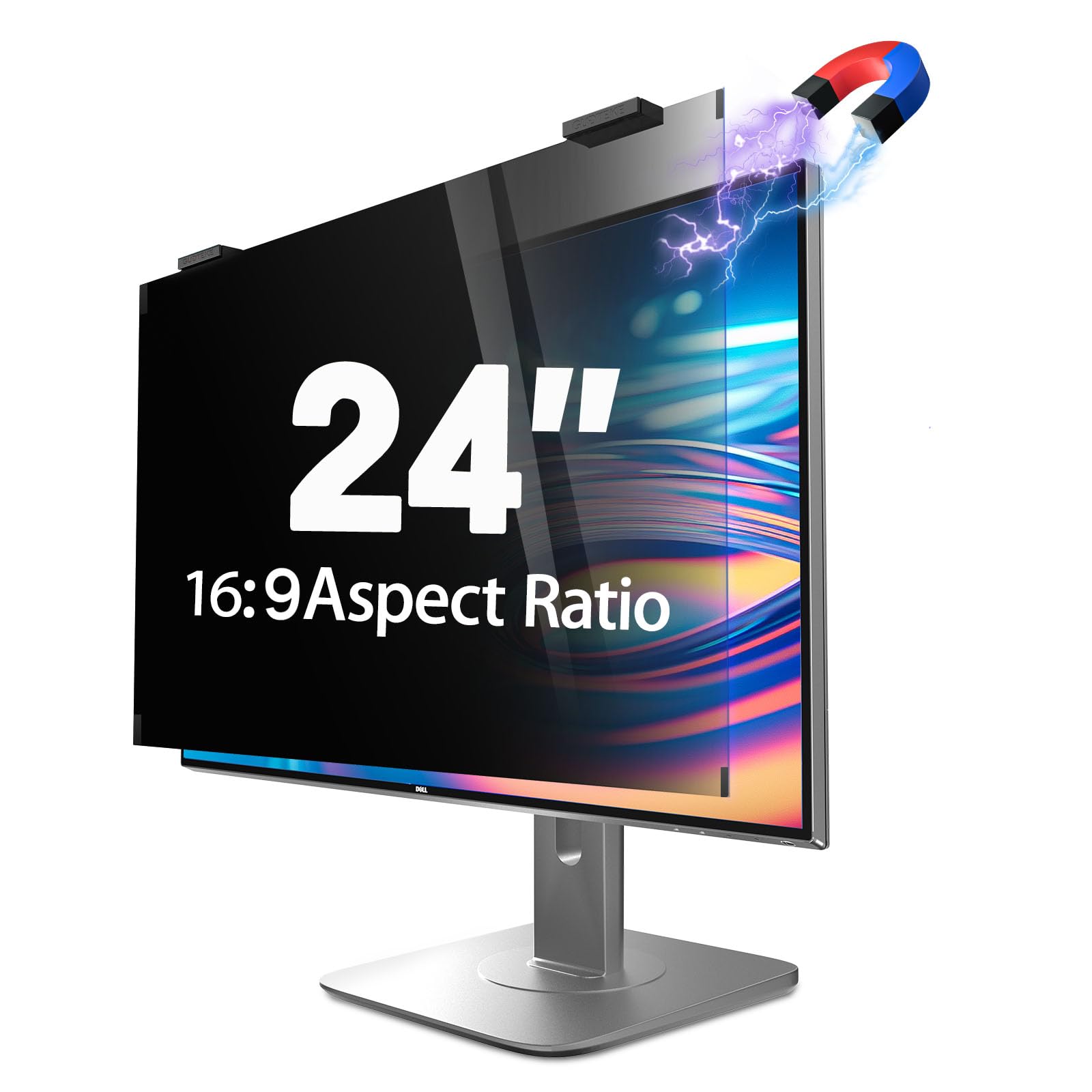 GUDTEKE Magnetic Computer Privacy Screen 24 inch, Hanging Privacy Screen for Computer Monitor for 16:9 Frameless Monitor, Eye Protection Anti Glare