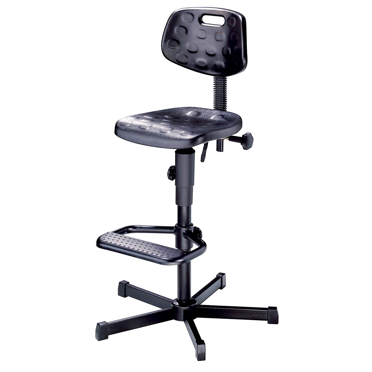 meychair | Sedia girevole da lavoro in PU espanso | senza poggiapiedi | con piedini | range di regolazione dell'altezza 460-650 mm