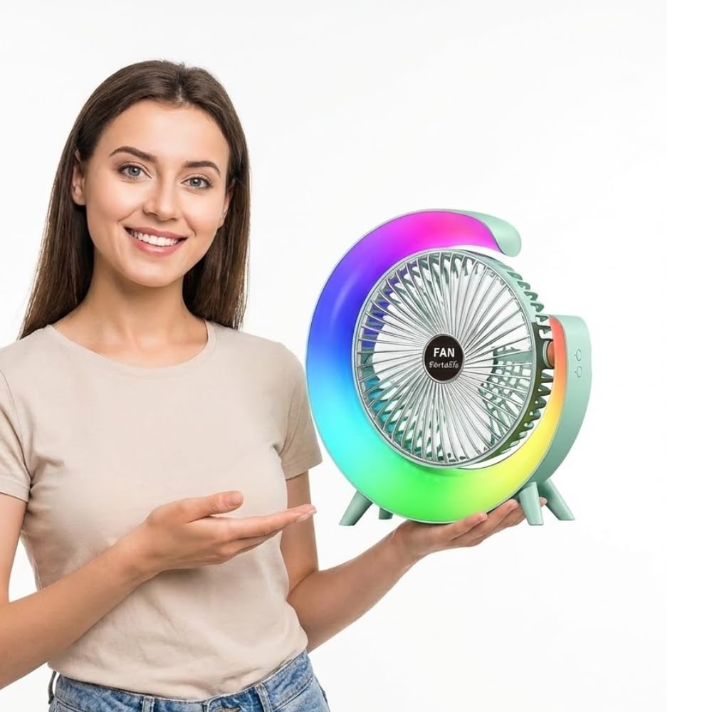 Drumstone (𝐒𝐩𝐞𝐜𝐢𝐚𝐥 𝟏𝟓 𝐘𝐞𝐚𝐫𝐬 𝐖𝐚𝐫𝐫𝐚𝐧𝐭𝐲 Portable USB Mini Silent Cooling Fan – 3-Speed Adjustable Fan with 180° Rotation, Night Light & Colorful LED for Home, Office,-image-37