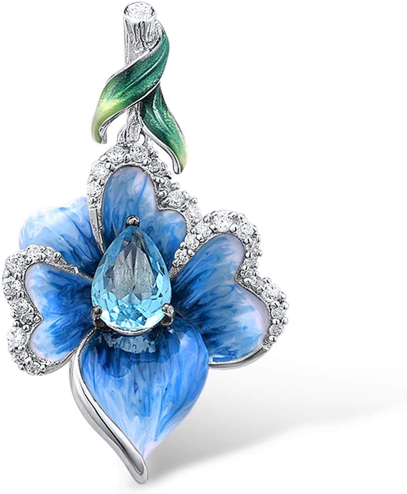 Santuzza 925 Sterling Silver Handmade Enamel Flower Pendant for Women