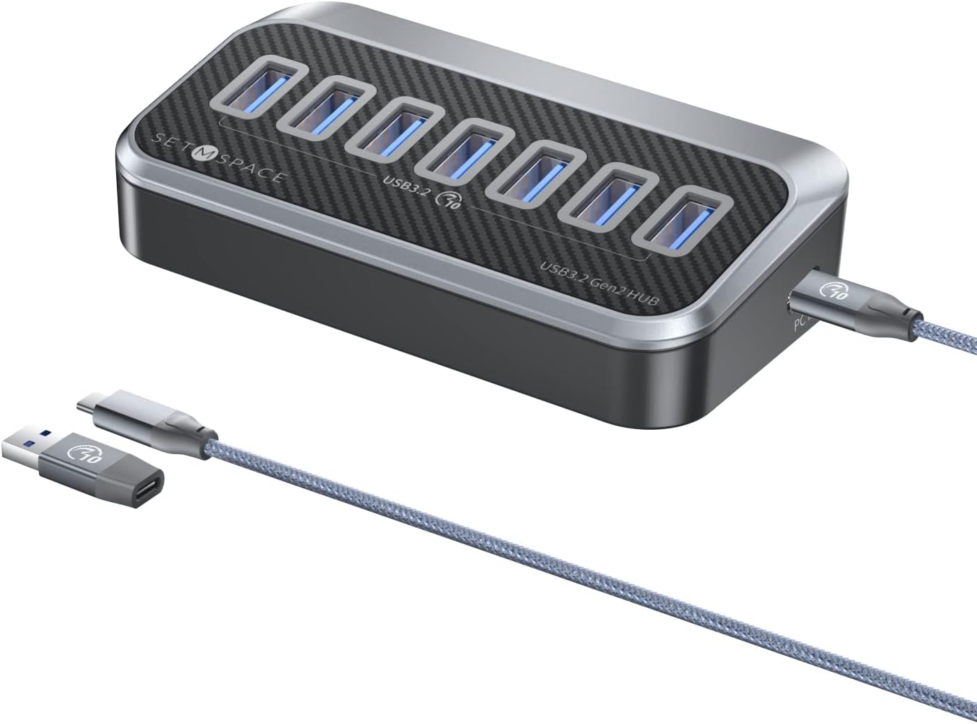 USB Hub for Laptop, SETMSPACE USB Splitter with 7 Port USB