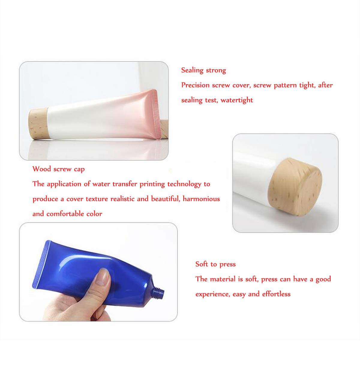 Snadulor - 20 flaconi vuoti da 100 ml, in plastica, da spremere, riutilizzabili, da viaggio, per cosmetici, campioni, detergenti, shampoo, gel doccia, lozioni, con tappo a vite