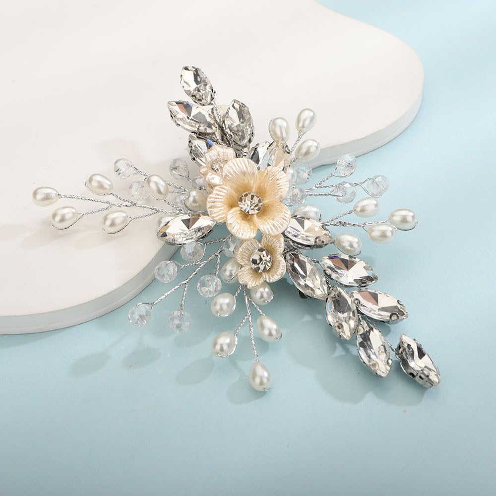 Bridal Hair Clip M Couture Rhinestone Floral Custom Designed Bespoke Creations Bridal Hair Clip M Couture Rhinestone Floral Custom Designed  main image 4