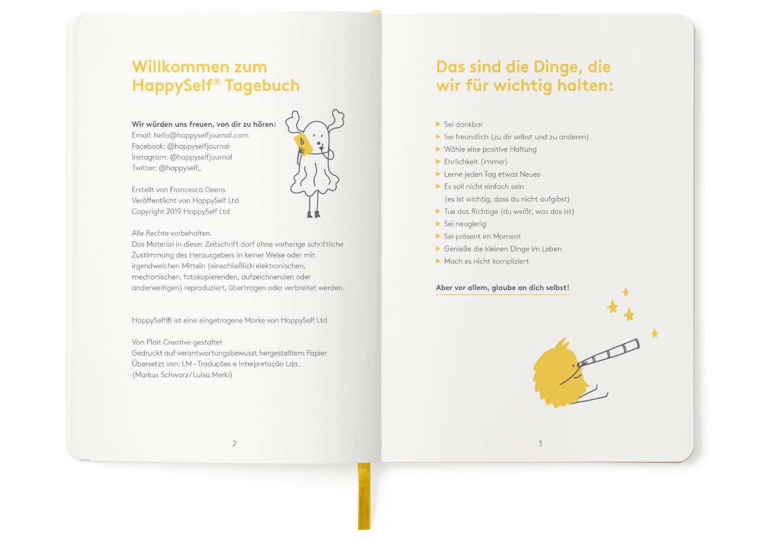 HappySelf – Das preisgekrönte Tagesjournal im Alter von 6-12 Jahren zur Förderung des Glücks, zur Entwicklung positiver Gewohnheiten [Deutschsprachige Ausgabe] für Kinder (Gelb)