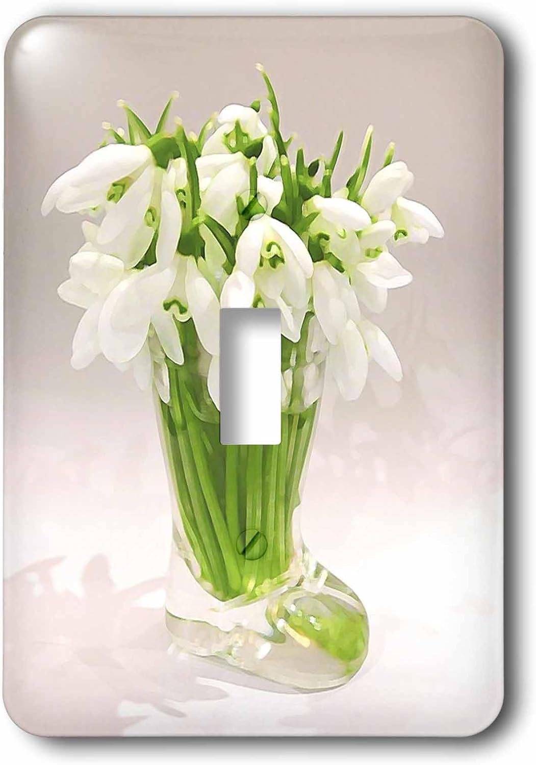 3dRose LLC lsp_50231_1 Painted White Floral Single Toggle Switch