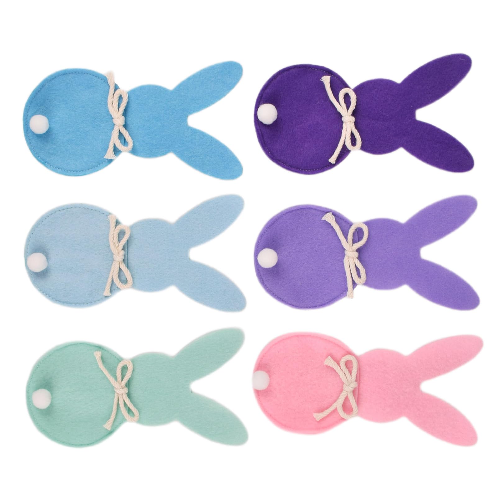 Ywluuoo A Of 6 Colorful Rabbits Cutlery Holders Cloth Cutlery Bags With Easters Rabbits Designs Dinnerware Holders Colorful Pocket