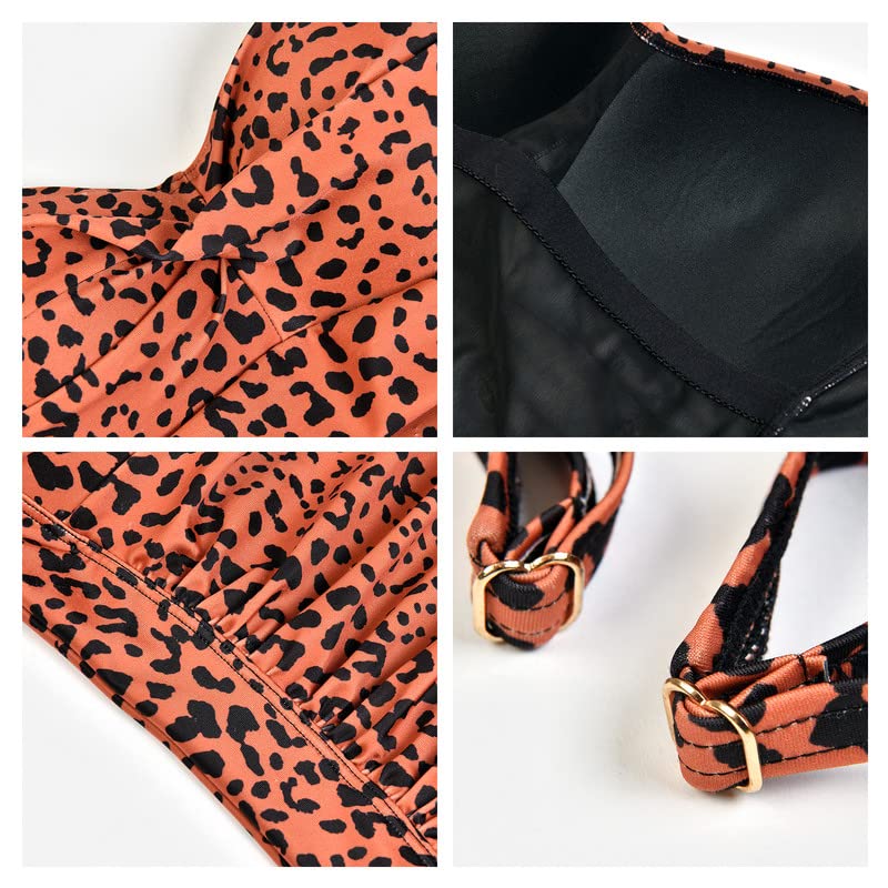 WIN.MAX Costume Intero Donna, Costume Intero con Controllo della Pancia, Costume da Bagno Taglie Forti per Donna Monokini Push-up Vintage, per Coppe da C a DD
