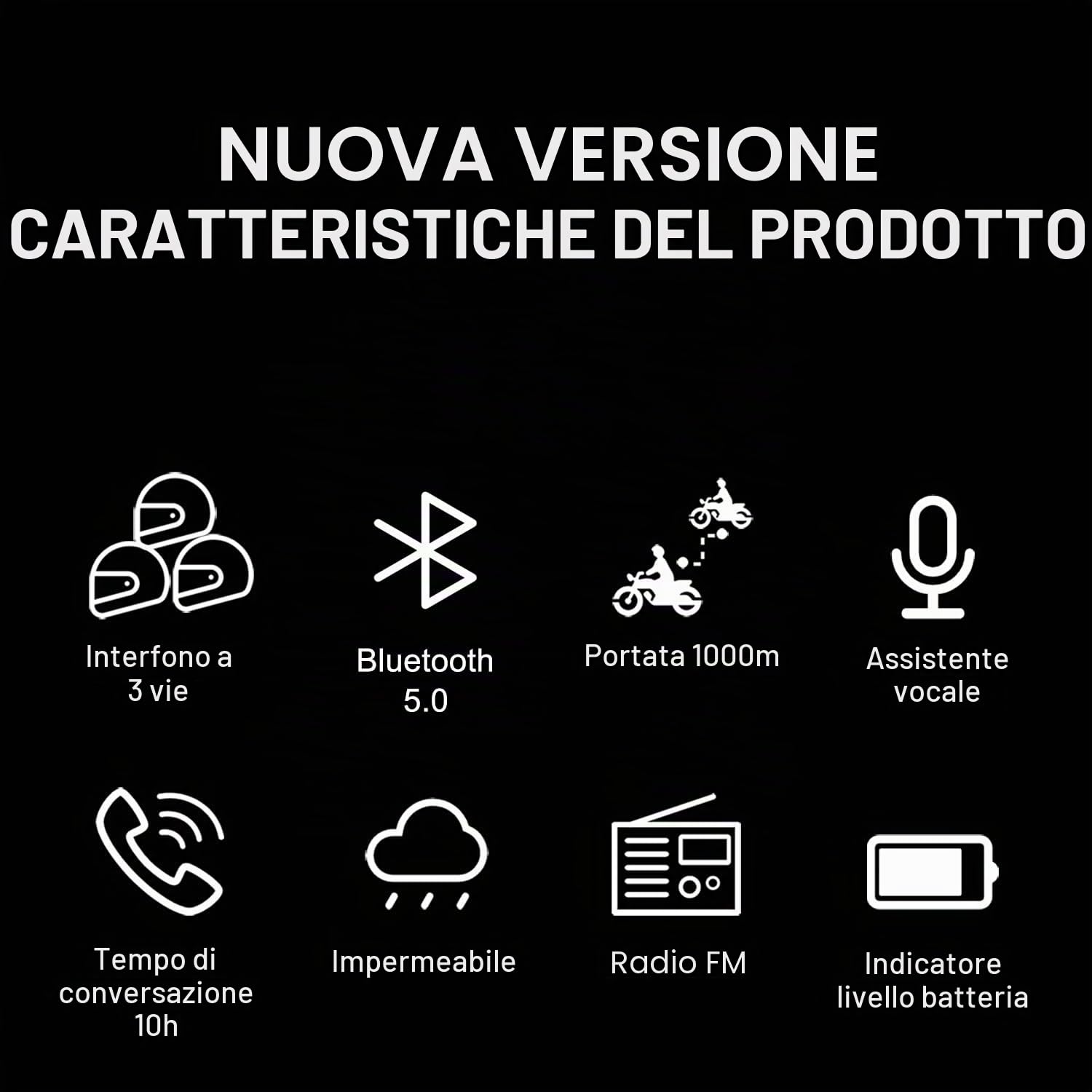 Interfono Moto Bluetooth Coppia BT-S3 Interphone con Auricolari Bluetooth per Casco Moto