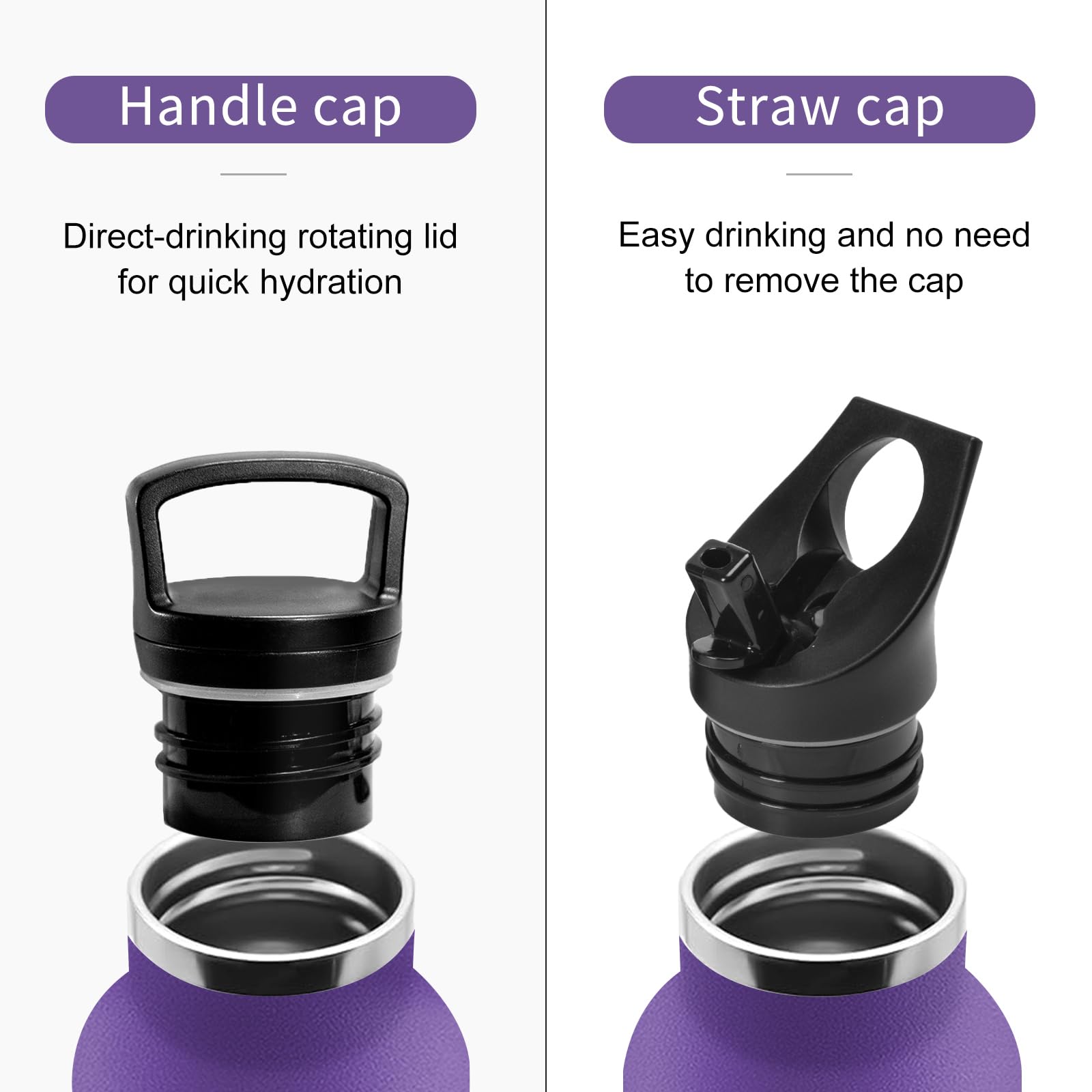 Borraccia 750 ml, Borracce Termica, Borraccia Termica Acciaio Inox, Bottiglia Acqua con Cannuccia, senza BPA, a Prova di Perdite, per Bevande Gassate, Fitness, Campeggio